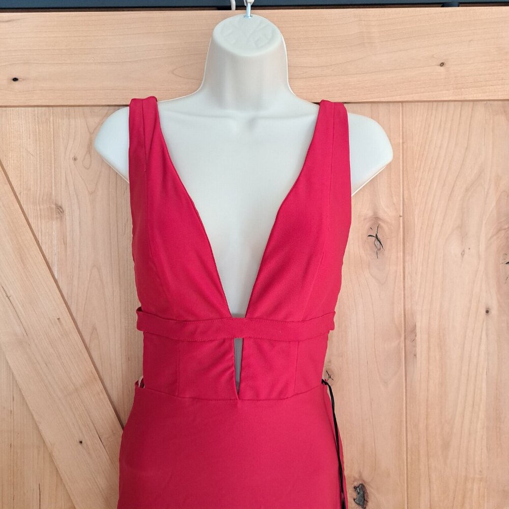 Atria Red Mermaid Prom Dress Gown S Cutout Backless Formal 6539H 4 6 Horsetail - Picture 4 of 10